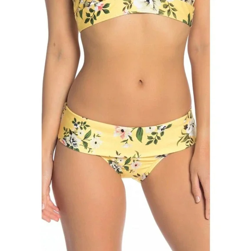 Next Womens Island in The Sun Floral Bikini Bottoms Size XS Yellow Banded NWT